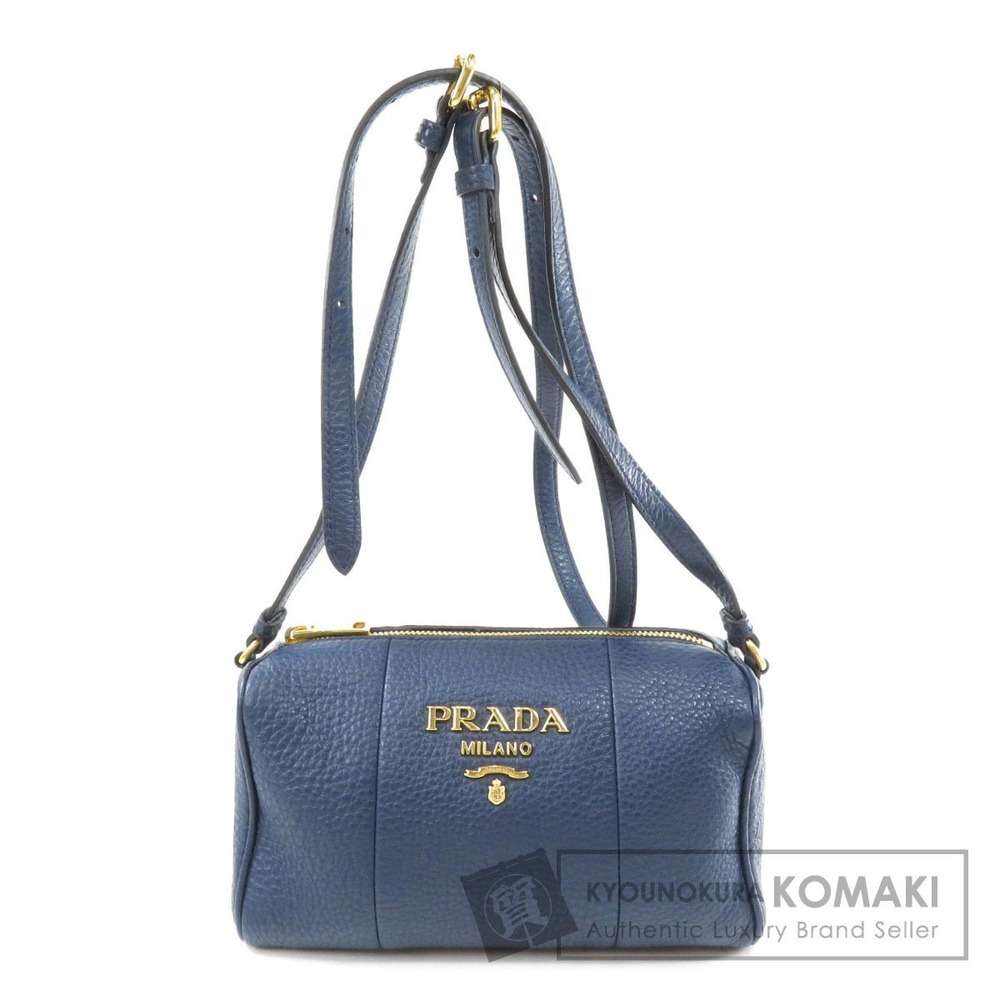 Prada logo motif shoulder bag blue leather